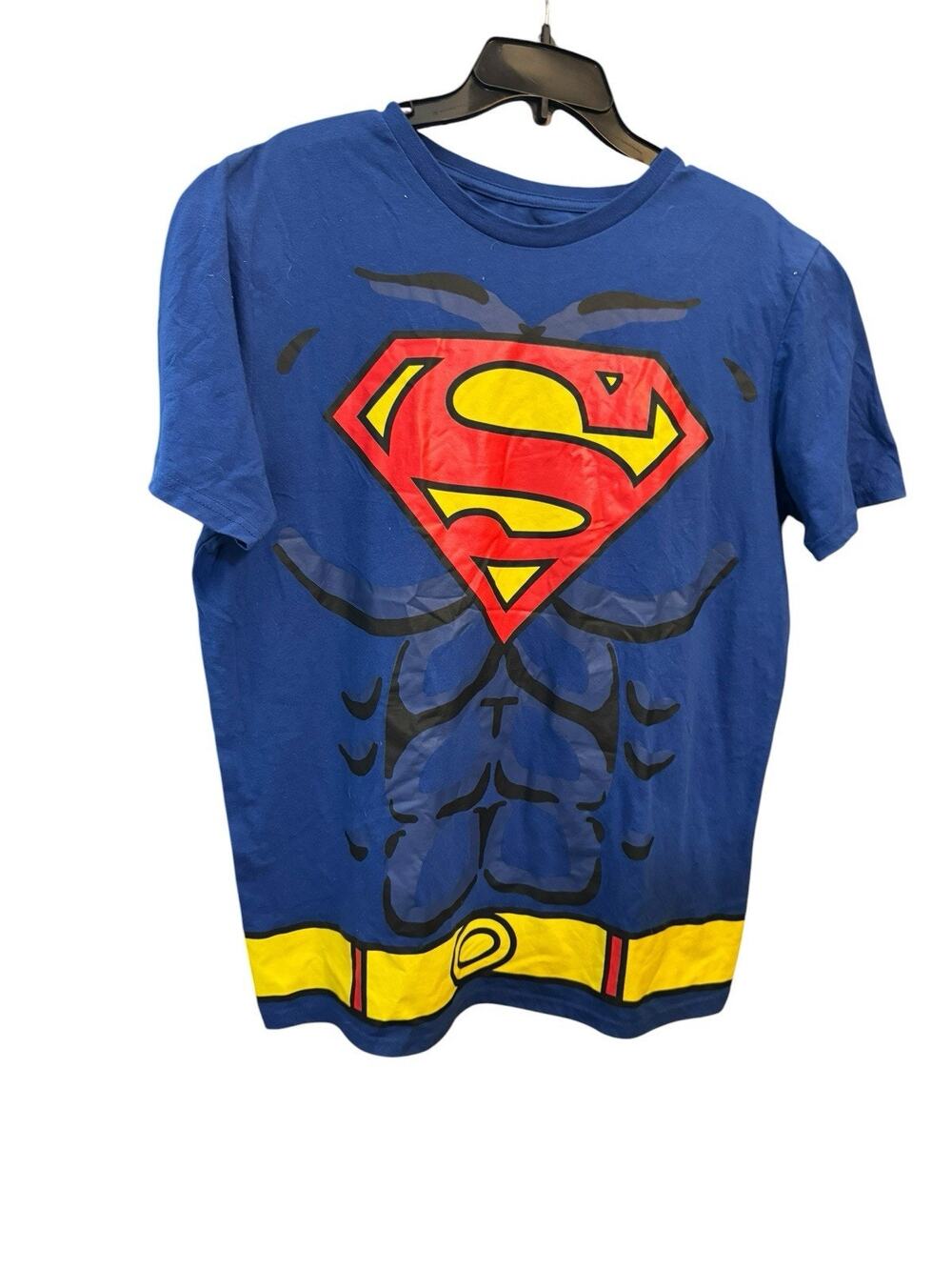 DC Comics Superman Logo T Shirt With Detachable Cape Men’s Size Large